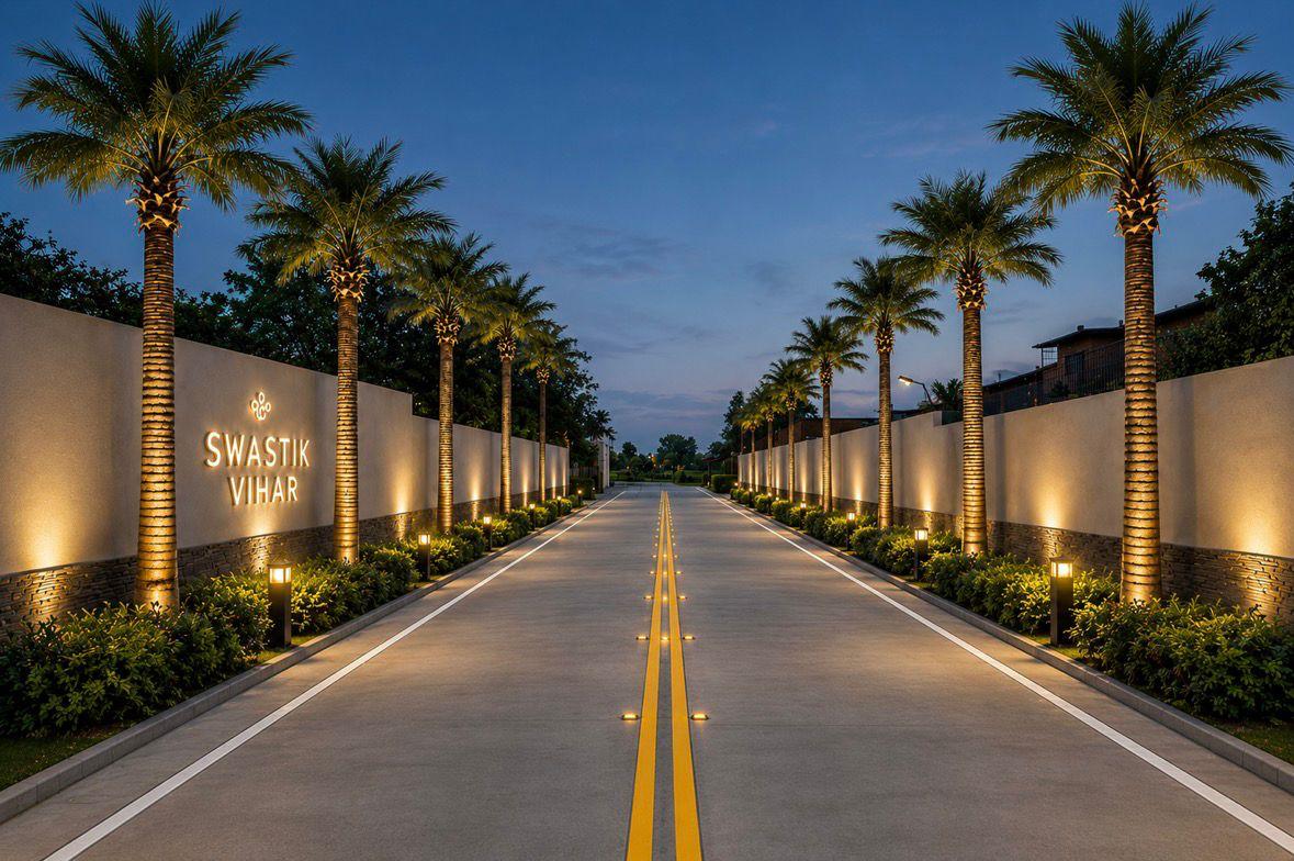Swastik Vihar — landscaped avenue, Khanna